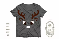 Christmas SVG - Cute Reindeer SVG , Boy Reindeer face SVG Product Image 6