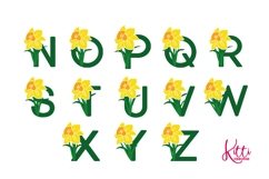 Daffodil Alphabet - floral letters - SVG PNG DXF JPEG Product Image 3