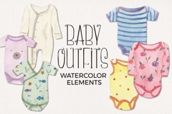 Baby Outfits Clipart Watercolor Elements Baby Grows Girl Boy Product Image 1