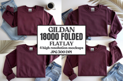 Gildan 18000 Sand Folded Flat Lay Mockups Product Image 1