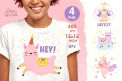 llama sublimation PNG. Unicorn sublimation. Baby llama. Product Image 1