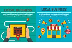 City local business shop banner set, flat style Product Image 1