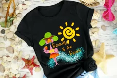 Beauty And The Beach Summer Design | Flamingo Funny Print Product Image 5