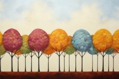 Painting of a Row of Trees Wallpaper Background Product Image 1
