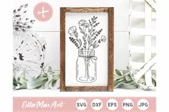 Mason Jar SVG file, Flowers SVG file, Wildflower SVG, Flower Product Image 1