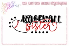Baseball Sister Heart - SVG DXF PNG Crafting cut file Product Image 1