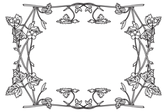 Line art botanical floral frame isolated on white background Product Image 1