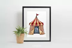Vintage Circus Tent Watercolor Clip Art PNG Product Image 2