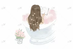 Girl W/Diary in a Bathtub Illustration Product Image 1