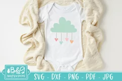 Cute Baby SVG - Cloud With Hearts - Newborn SVG Cut File Product Image 1