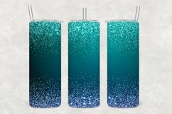 Blue Teal Sparkle Glitter Tumbler Wrap Sublimation Product Image 1