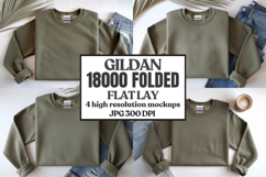 Gildan 18000 Sand Folded Flat Lay Mockups Product Image 1