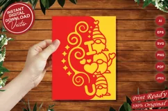 Papercut Gnome Holding I love You Signs Paper Cut Card Cover Product Image 4