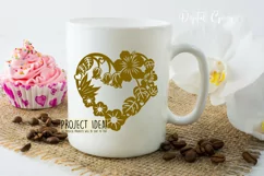Floral heart paper cut design. SVG / DXF / EPS / PNG Product Image 3