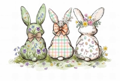 Easter Bunnies Clipart PNG Product Image 1