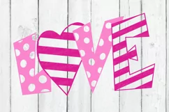 Love SVG | Valentines Day SVG | Stripes and Polk a Dots Product Image 3