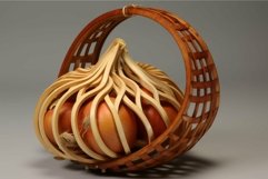 Artistic wooden basket with onions Product Image 1