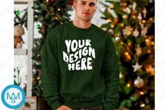 Green men Sweatshirt empty space Mockup, christmas Gildan Product Image 1