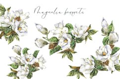 White Magnolia flowers, leaves and Bouquets Watercolor Set Product Image 3