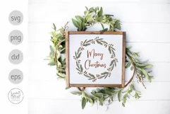 Merry Christmas Wreath SVG, Holiday Wreath SVG Product Image 3