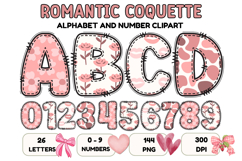 Romantic Coquette Alphabet PNG Letters &amp; Numbers 300DPI Product Image 1