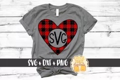 Buffalo Plaid Heart Monogram - Valentine SVG PNG DXF Cut Fil Product Image 1