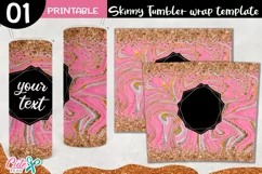 Pink marble 20 oz Skinny Tumbler wrap sublimation Product Image 3