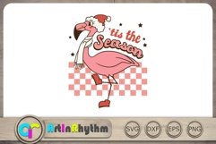 Tis the season Svg, Retro Flamingo Svg, Christmas Svg Product Image 1