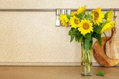 Kitchen interior with bouquet of sunflowers. Product Image 1