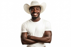 Simple White T-shirt Mockup on Cowboy Product Image 1