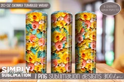 3D Seamless Sublimation Skinny Tumbler Wrap| 20oz | Png Product Image 3
