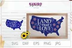 Land that I love SVG - USA map sign - 4th of July Cut file Product Image 1