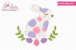 Floral Easter Bunny painted printable sublimation design Product Image 1