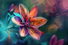 Vibrant digital art lily on abstract background Product Image 1
