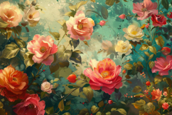Colorful Peony Flowers Background Wallpaper Product Image 1