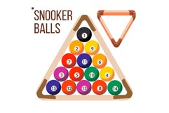 Pool Billiard Balls Vector. Snooker. Wooden Rack. Isolated Product Image 1