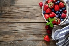 Flatlay photo, kitchen table fruit bowl with copy space Product Image 1