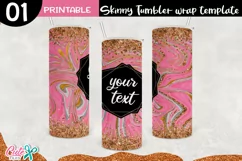 Pink marble 20 oz Skinny Tumbler wrap sublimation Product Image 1