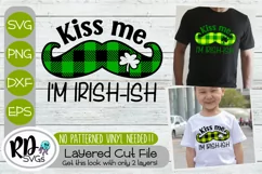 Kiss Me Plaid Mustache - A St Patricks Day Cricut SVG Product Image 1