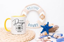 Mug Mockup 11 Oz Blank White Coffee Cup Yellow Handle Summer Product Image 1