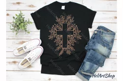 Cross svg, Cross with leaves svg, Faith svg Product Image 3