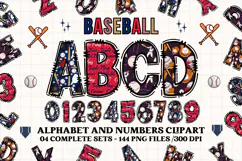Baseball Sport Alphabet png clipart, baseball letters doodle Product Image 1
