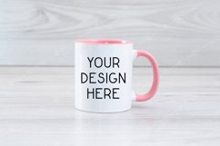 Mug Mockup 11 Oz Blank White Coffee Cup Pink Handle Product Image 1
