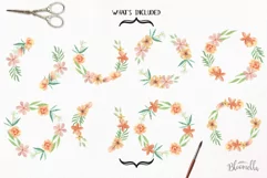 Autumnal Watercolor Floral Wreath Garlands Flowers Red Peach Product Image 5