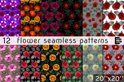 12 Seamless colorful FLOWER patterns bundle. Digital Paper Product Image 1