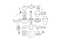 Edible icons set, outline style Product Image 1