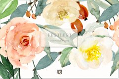 Koko Loko watercolor clipart  offe roses elements floral. Wedding invitations. Peonies, roses green branches. Product Image 1