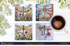 Watercolor Square Coasters | Dragonflies Product Image 1