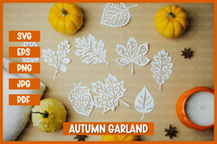 Leaves garland, Autumn leaves with patterns paper cut Product Image 1