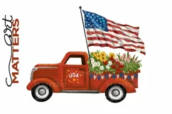 USA Patriotic Vintage Truck - Hand Painted - 300 DPI Product Image 2